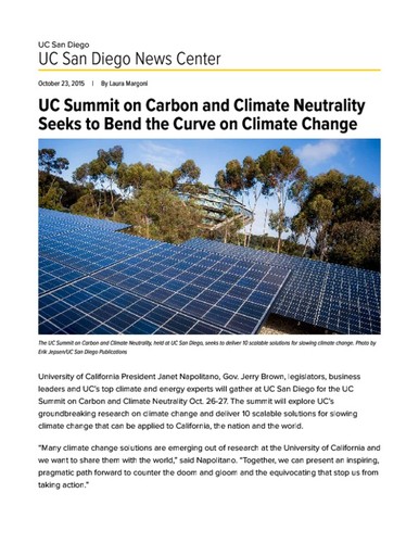 UC Summit on Carbon and Climate Neutrality Seeks to Bend the Curve on Climate Change
