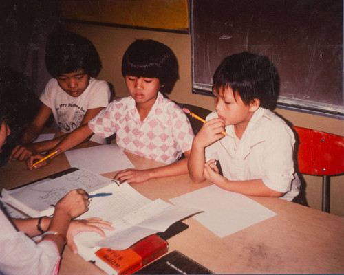 Young Chinese Children Studying at Cordova Lane Center in Rancho Cordova, California