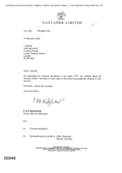 [Letter from PRG Redshaw to L Barber regarding a hard copy of the excel spreadsheet relating to seizure]