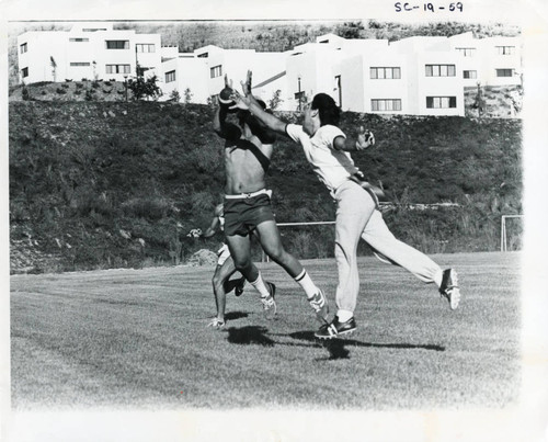 Intramural football game, early 1980s