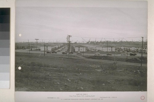 Richmond yard number four. View from Easter Hill, looking south. United States Commission Housing Project. November 1943
