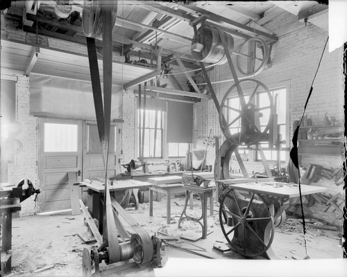 Wood shop in Mount Wilson Observatory's Pasadena physical laboratory