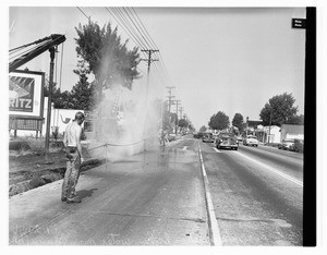 Busted water main (13400 block on Ventura Boulevard Sherman Oaks), 1951