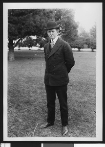 University of Southern California head rugby coach Pat Higgins, in full figure, 1913
