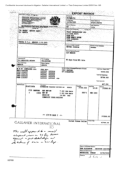 [Invoice from Gallaher International Limited to Tlais Enterprises Ltd regarding Sovereign Classic cigarettes]