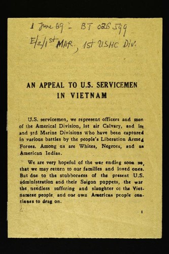 Four P.O.W.'s statement: "An appeal to U.S. servicemen in Vietnam"