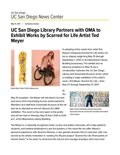 UC San Diego Library Partners with OMA to Exhibit Works by Scarred for Life Artist Ted Meyer
