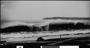 San Diego Beach, showing waves crashing, ca.1900