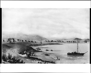 Painting showing a view of Benicia (or Benecia) from the west, Solano County, California, ca.1853