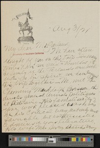 Fenton Benedict Turck, letter, 1921-08-31, to Hamlin Garland