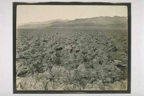 The Devils Golf Course. A mixture of many minerals in which salt leads.The evaporation of the water in the Summer fills the solid matter in pinnacles which were so hard that a sledge hammer was needed to break off specimens; the Devils Golf Course a close up view