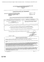 [Certificate of Deposit from Gallaher International Limited to Atteshlis Bonded Stores Ltd for 800 cases of Sovereing Classic Gold]