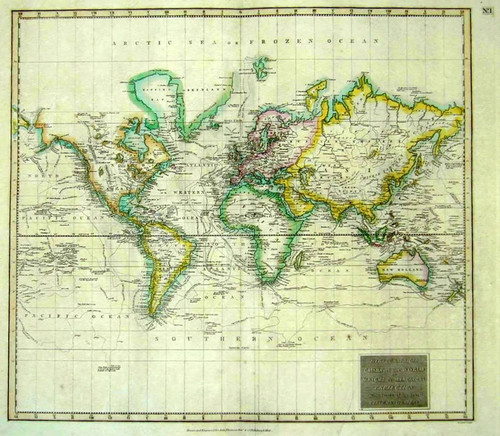 Hydrographical Chart of the World of Wright and Mercators Projection, with Tracts of the last Circumnavigators