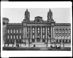 Illustration of the exterior of San Francisco's new City Hall, ca.1890