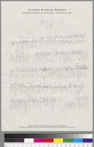 Letter to Morgan Thomas from James Lee Byars