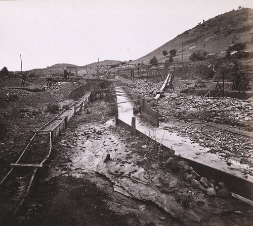 970. Placer Mining--Flume in Brown's Flat, Tuolumne County