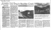 Lumber was king in Boulder Creek