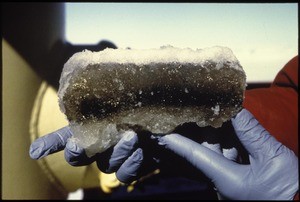 Close-up of an ice core sample from the Antarctic, 1999