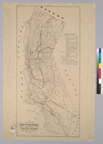 Map of the State of California : showing the principal railroads completed and in course of construction