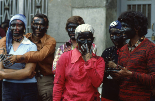 Painted faces at the Blacks and Whites Carnival, Nariño, Colombia, 1979