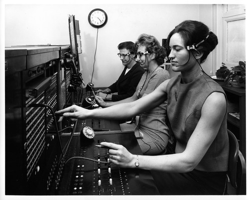 Three Females Operating the San Jose City Hall's Switchboard Telephone System