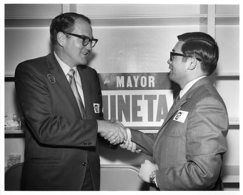 Norman Y. Mineta Shaking Hands During His Campaign to Become Mayor