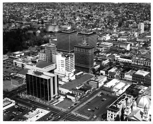 Aerial View of Downtown San Jose, California with Bank of America Building