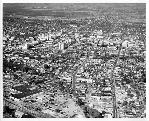 Aerial View of Downtown San Jose, California with Old City Hall Building