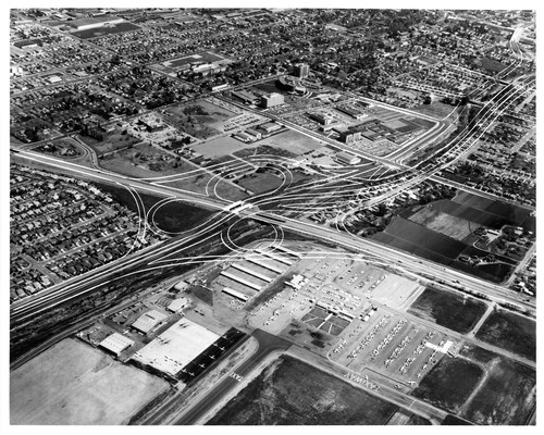 Aerial View of San Jose with Planned Highway 101 and 17 Cloverleaf Pencilled In