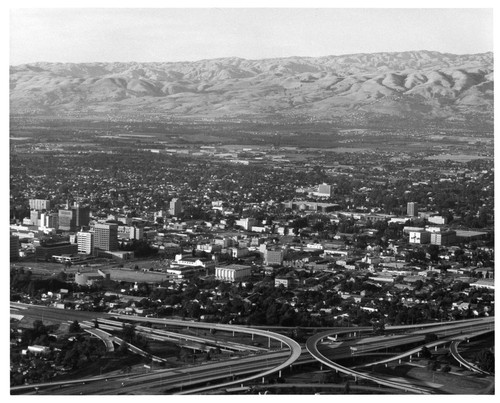 View of San Jose Highway 280 and 17 Interchange, Civic Auditorium and Library