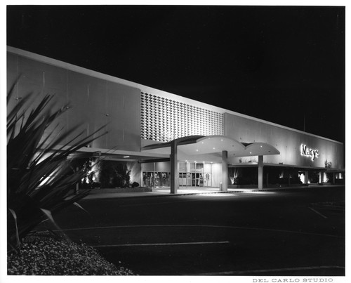 Exterior View of San Jose Macy's Department Store by Night