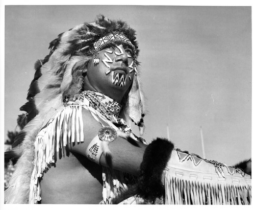 Portrait of a Student Dressed in Native American Garb for a Football Game