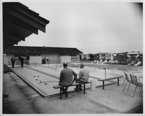 Four Men Playing Shuffleboard at the San Jose Mobil Country Club