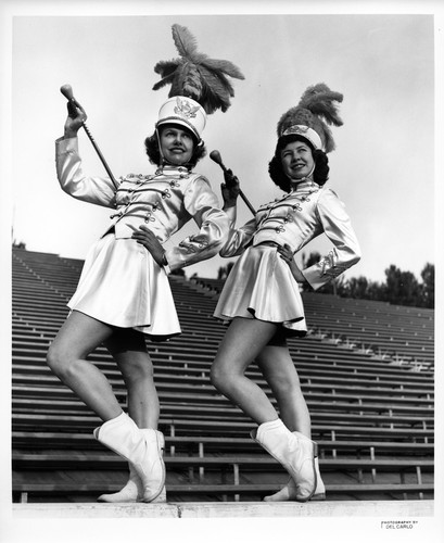 Two San Jose State College Majorettes Striking a Pose