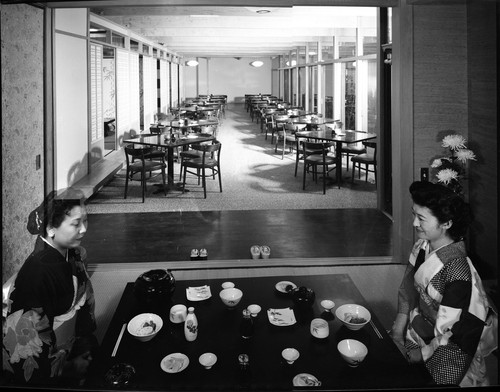 Two Females Seated at a Table at Sakura Gardens in Mountain View, California