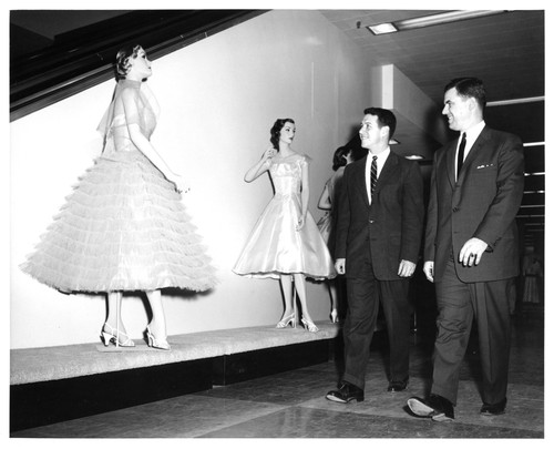 Two Gentlemen Walking Past Emporium Department Store Mannequins