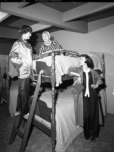 Three San Jose State College Kappa Alpha Theta Members in Their Dorm Room