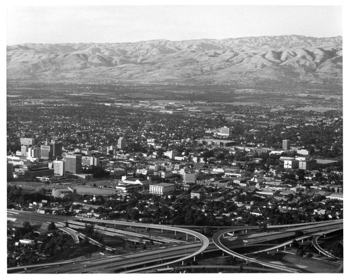 View of San Jose Highway 280 and 17 Interchange, Civic Auditorium and Library