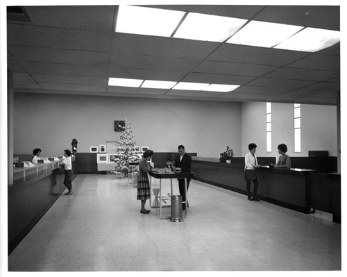 Customers inside a San Jose Bank Around Christmas Time