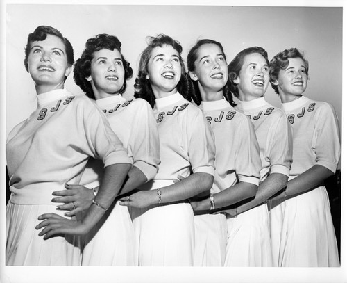 Group Portrait of Six Female San Jose State College Cheerleaders