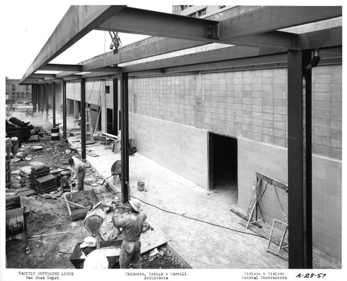 Construction Workers On-Site at the San Jose Greyhound Lines Bus Depot