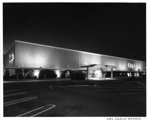 Exterior View of San Jose Macy's Department Store by Night