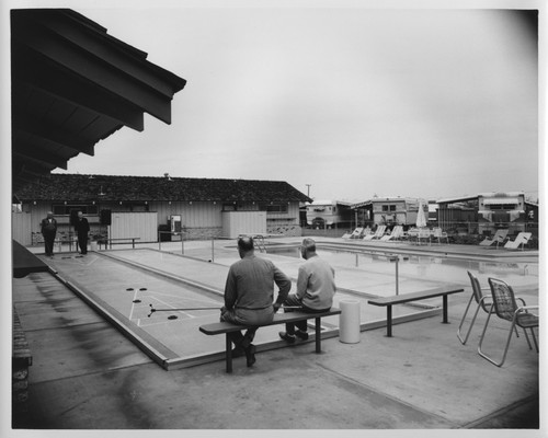 Four Men Playing Shuffleboard at the San Jose Mobil Country Club