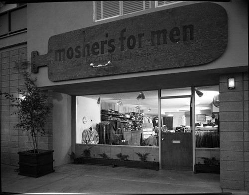 View of the Store Front and Display Windows of Mosher's for Men