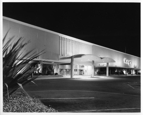 Exterior View of San Jose Macy's Department Store by Night