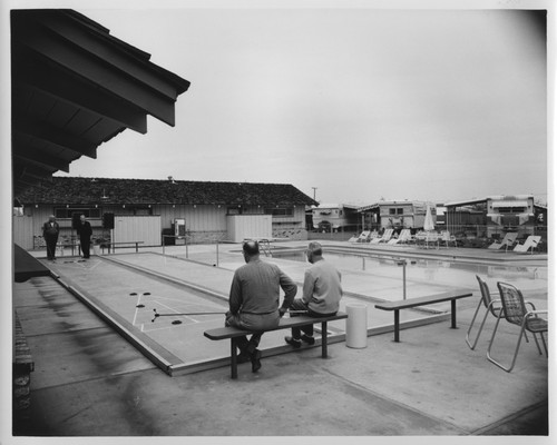 Four Men Playing Shuffleboard at the San Jose Mobil Country Club