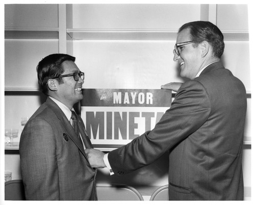 Norman Y. Mineta Shaking Hands During His Campaign to Become Mayor