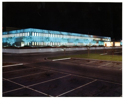 View of the Fremont General Motors Corporation Building by Night