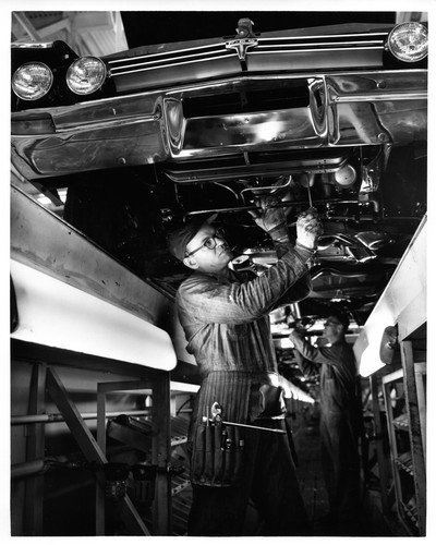 Workers Assembling Oldsmobile F-85 Automobiles at the Fremont GMC Plant