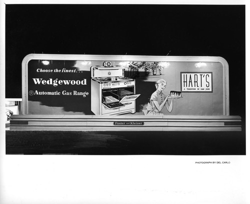 Advertisement Sign for Wedgewood Automatic Gas Ranges Avaliable at Hart's